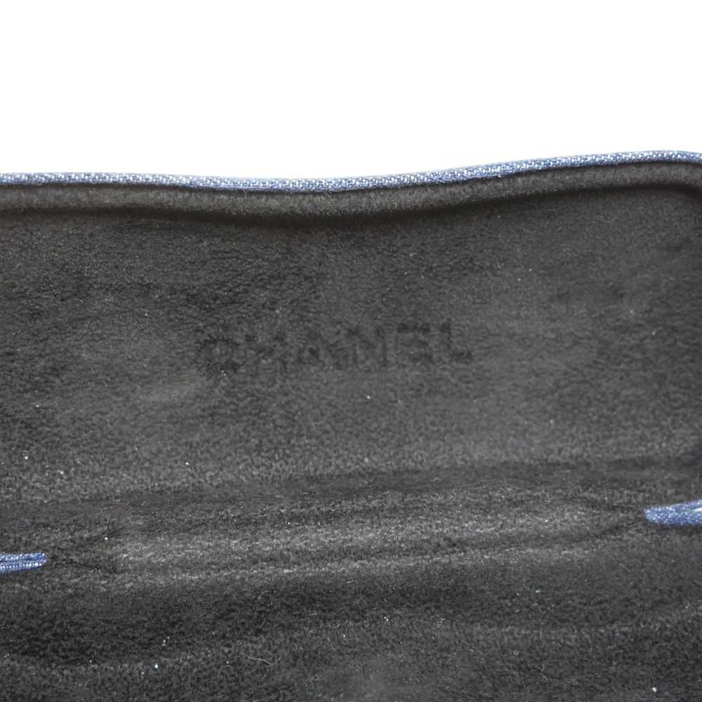 Chanel Sunglasses Eyeglasses Hard Case Blue Denim Quilted CC Logo Authentic - Picture 4 of 6